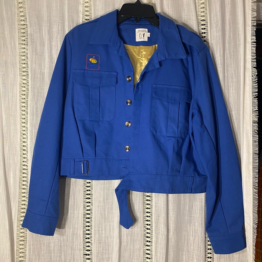 Fashion Brand Company / Penelope Gazin - blue canvas artist jacket. Size XXL.